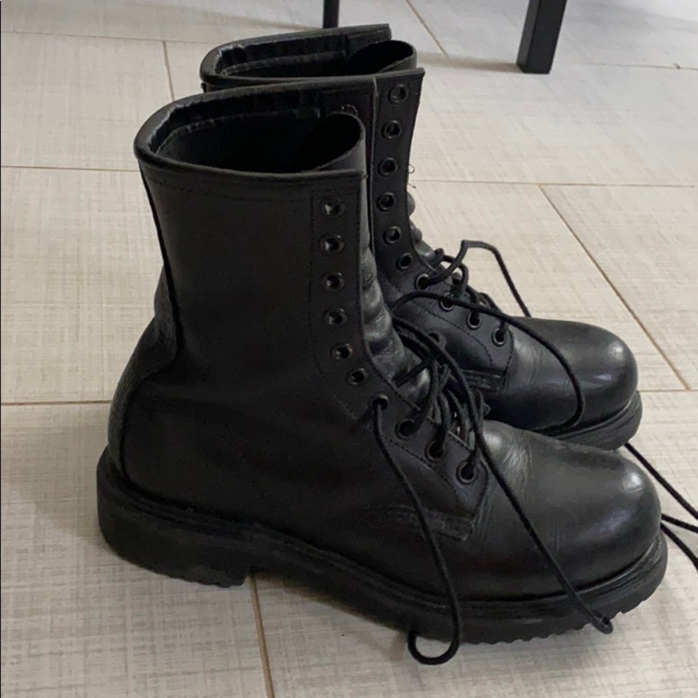 Red Wing 4473 Steel Toe Leather Moto Boots Black